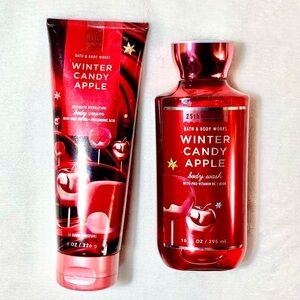 Bath & Body Works Winter Candy Apple - Body Wash and Body Cream Set